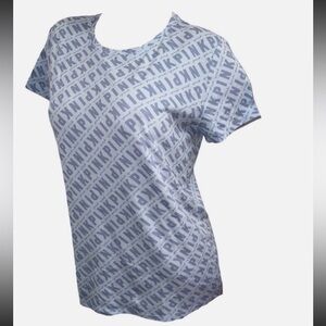 Victoria's Secret Pink Knit Short Sleeve Perfect Tee Color Blue Logo NWT M